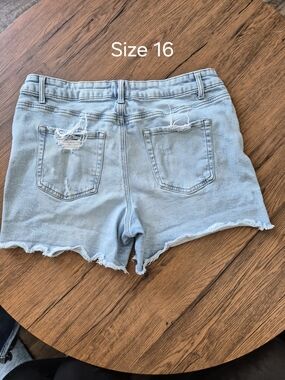 Maurices Light Blue Distressed Denim Shorts